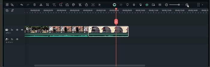 タイムラインの拡大縮小 Filmora13使い方
